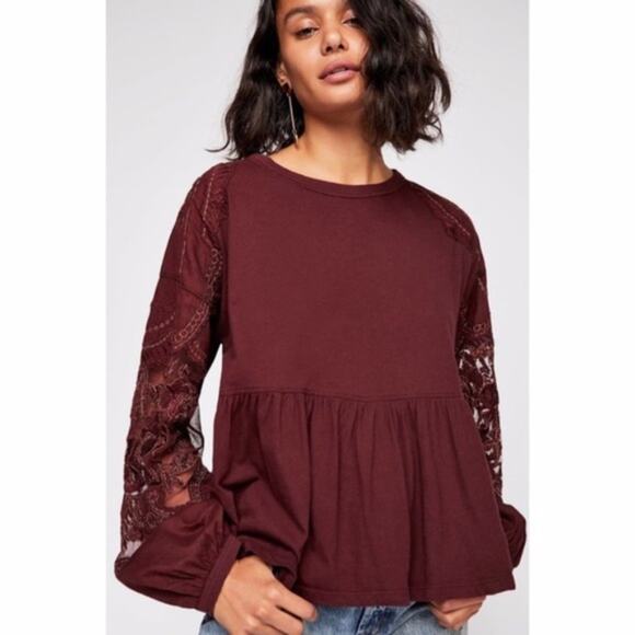 Free People Penny Embroidered Balloon Sleeve Top - Picture 2 of 7